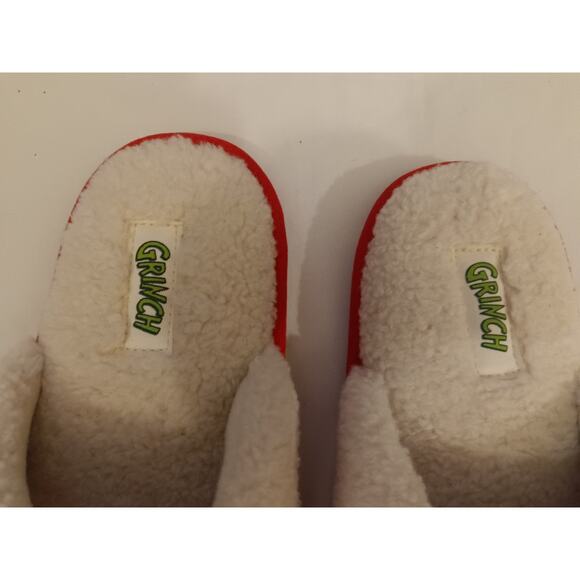 The Grinch Christmas Slippers – Size L (9-10) – Fuzzy White Slip-Ons - Picture 2 of 3